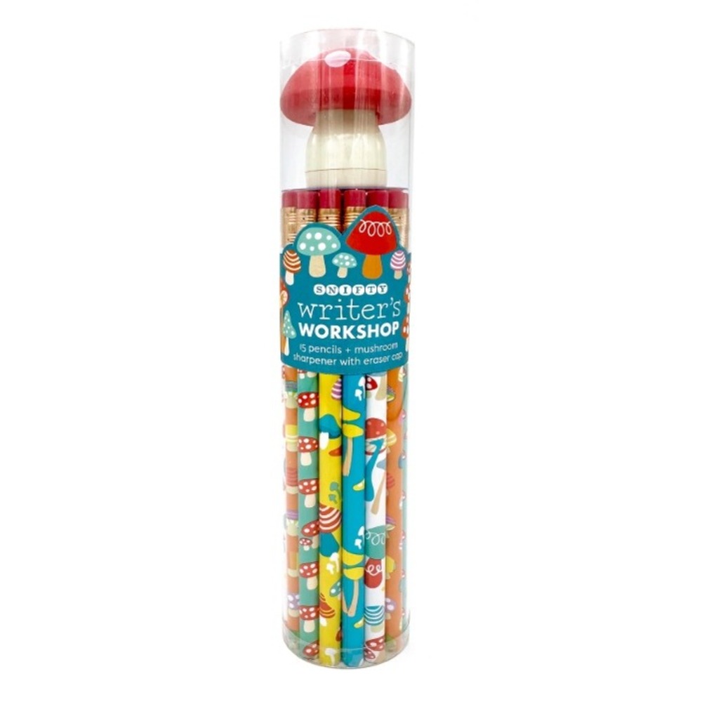 Snifty Writer's Workshop Mushroom 15 Pencil Set with Sharpener and Eraser Cap